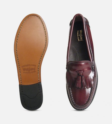 Burgundy Ladies Bass Tassel Loafers