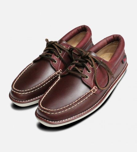 Chestnut Leather Boat Shoes for Men by Bass Wilton