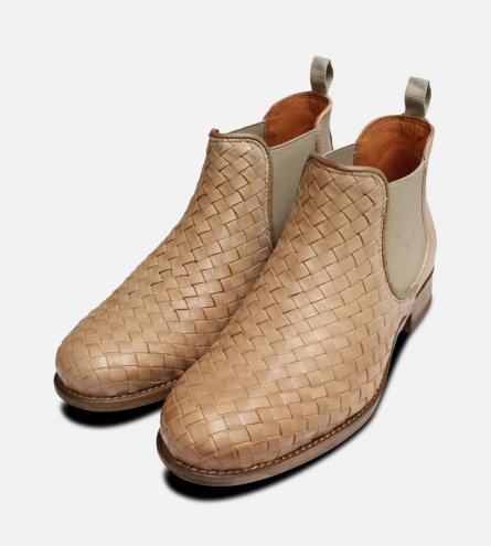 Beige Weave Womens Demi Chelsea Boots