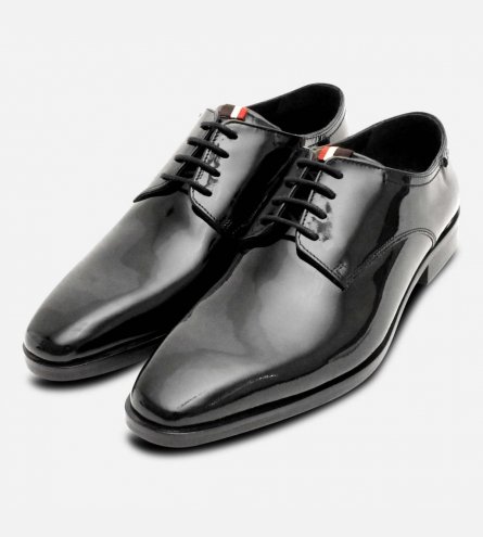 Formal Black Patent Mens Leather Lace Up Dress Shoes