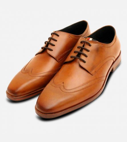 Tan Leather Wingtip Formal Sherman Premium Dress Shoe