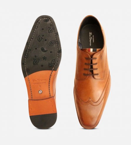 Tan Leather Wingtip Formal Sherman Premium Dress Shoe