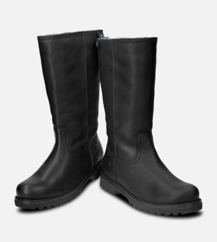 Panama Jack Ladies Bambina Waxy Black Leather Boots