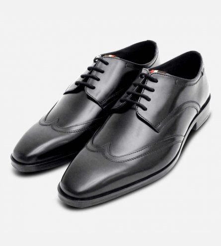 Black Polished Wingtip Formal Sherman Premium Dress Shoe