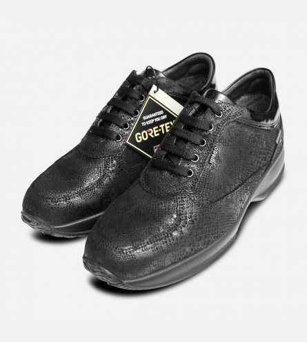 Black Snakeskin Gore Tex Womens Sneakers Made in Italy