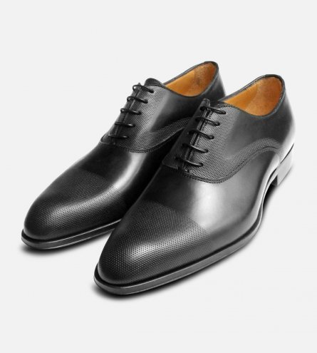 Executive Black Oxford with Punched Cap Made in Italy