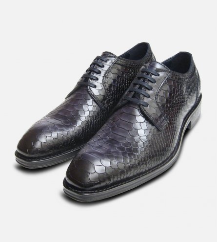 Mens Formal Black Snake Skin Shoes