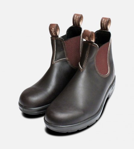 Mens Round Toe Stout Brown Blundstone 500 Boots