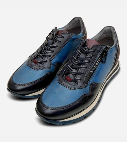Bugatti Mens Bright Blue Navy Training Shoes with Rubber Sole