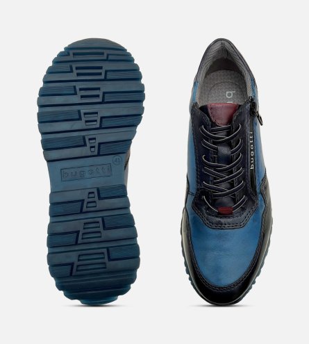 Bugatti Mens Bright Blue Navy Training Shoes with Rubber Sole