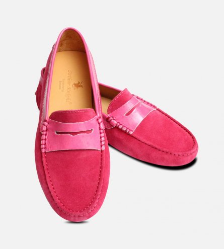 Pink Suede & Patent Leather Italian Driving Shoes