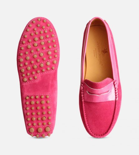 Pink Suede & Patent Leather Italian Driving Shoes