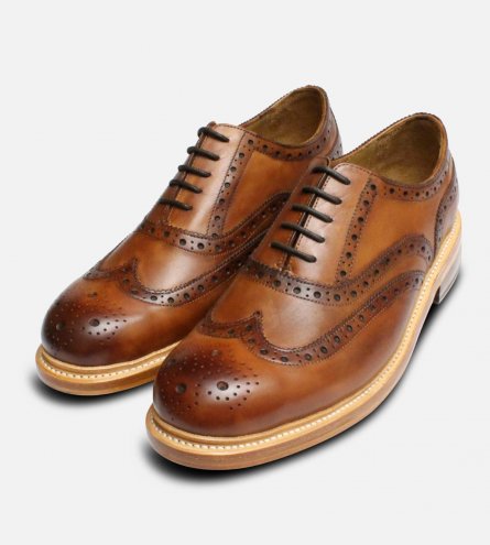 Luxury Chapman Oxford Brogues in Antique Tan