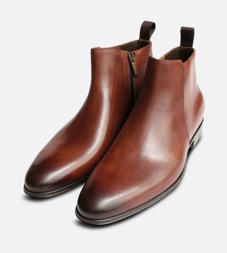 Mahogany Brown Zip Boots by Arthur Knight Italy