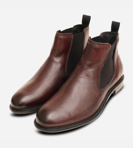 Bugatti Mens Dark Brown Leather Chelsea Boots Rubber Sole