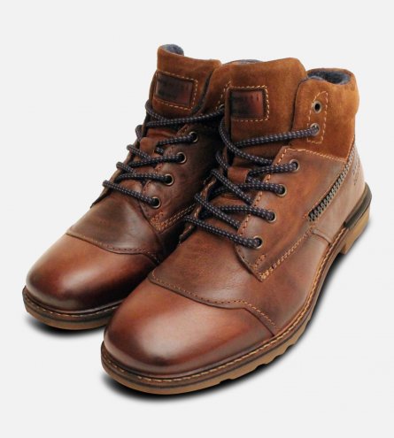 Bugatti Mens Designer Brown Warm Lined Casual Walking Boot