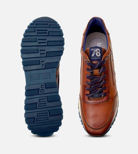 Bugatti Mens Cognac Brown Leather Training Shoes