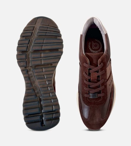 Bugatti Designer Mens Brown Suede Leather Training Shoes