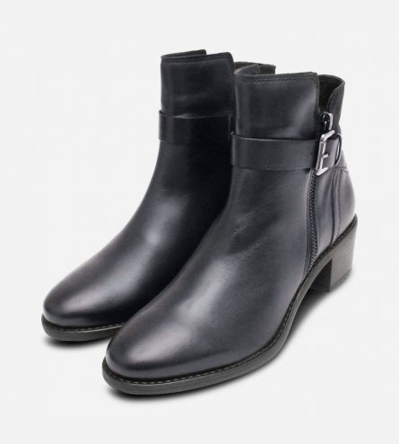 Bugatti Dark Navy Blue Womens Heeled Ankle Zip Boots