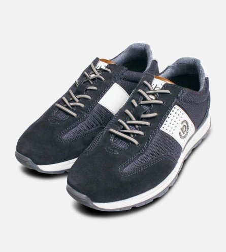 Bugatti Navy Blue Suede Designer Mens Training Shoes