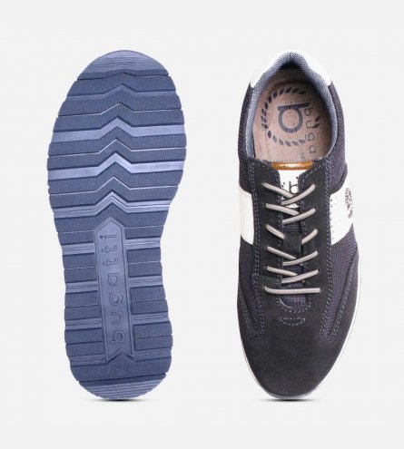 Bugatti Navy Blue Suede Designer Mens Training Shoes