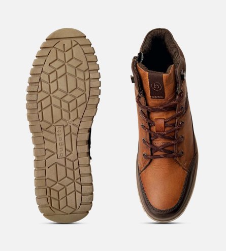 Bugatti Brown Mens Commander Boots with Size Zip & Rubber Sole