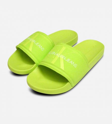 Calvin Klein Acid Lime Green Mens Pool Slider Sandals