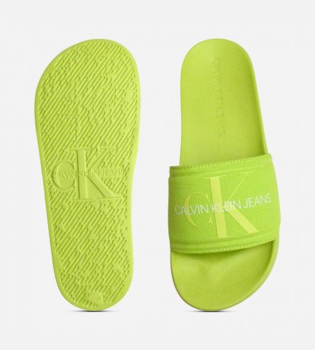 Calvin Klein Acid Lime Green Mens Pool Slider Sandals