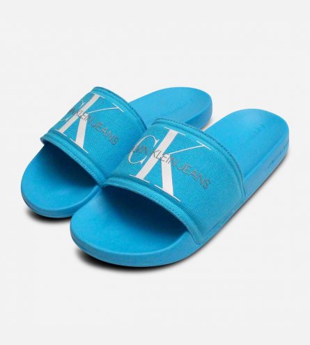 Calvin Klein Bright Blue Mens Designer Pool Slider Sandal