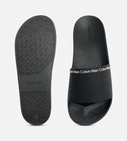 Calvin Klein Womens Designer Black Pool Slider Sandals