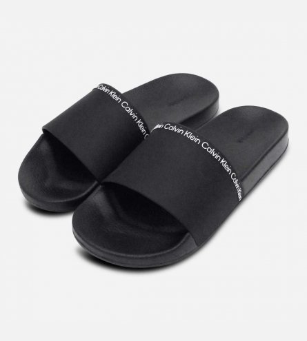 Calvin Klein Womens Designer Black Pool Slider Sandals