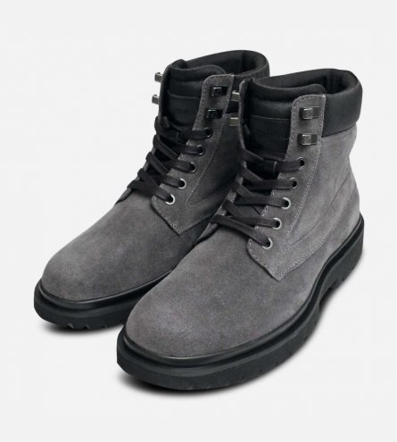 Calvin Klein Grey Suede Mens Luxury Hiking Boots