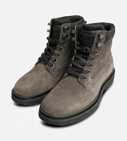 Calvin Klein Black Olive Suede Mens Luxury Hiking Boot