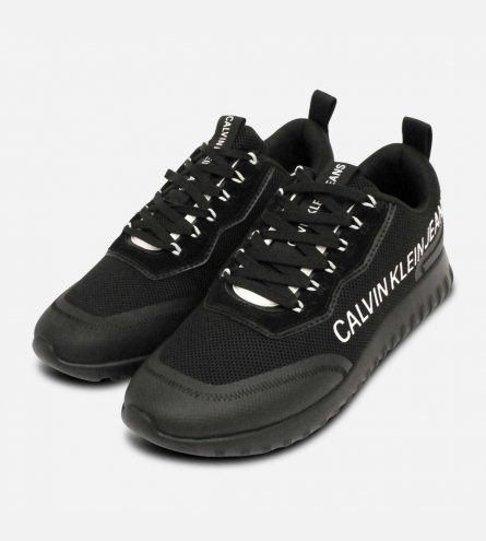 Calvin Klein Mens Designer Black White Training Shoes