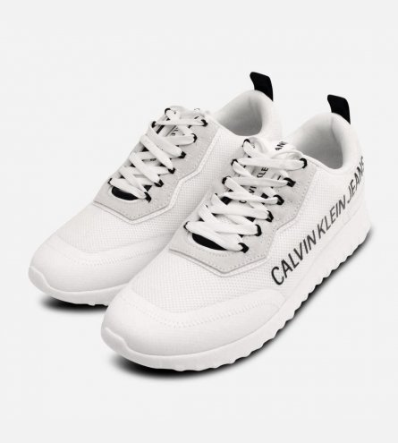 Calvin Klein Premium White Lace Up Mens Sneakers