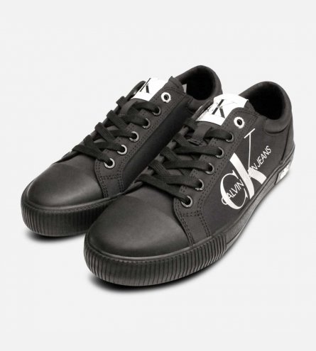 Calvin Klein Mens All Black Designer Lace Up Shoes