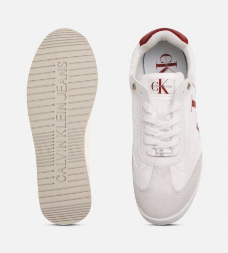 Calvin Klein Mens Designer White & Red Casual Shoes