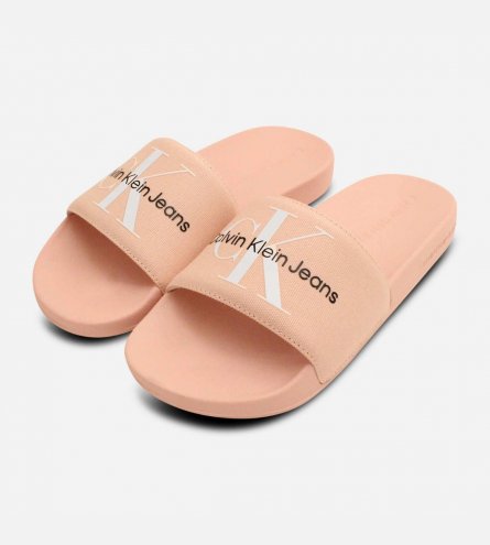 Calvin Klein Peach Pink Designer Slider Sandals