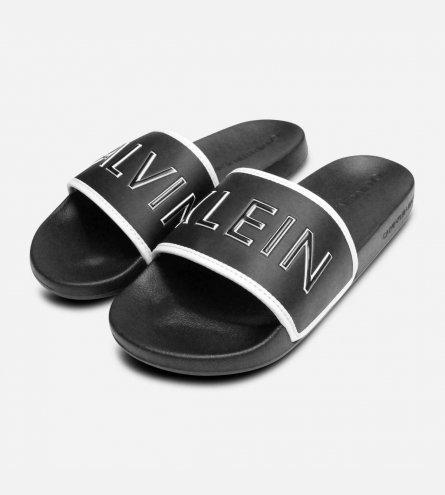 Luxury Calvin Klein Mens Slider Sandals in Black