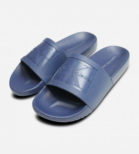 Vincenzo Steel Blue Jelly Calvin Klein Mens Slides