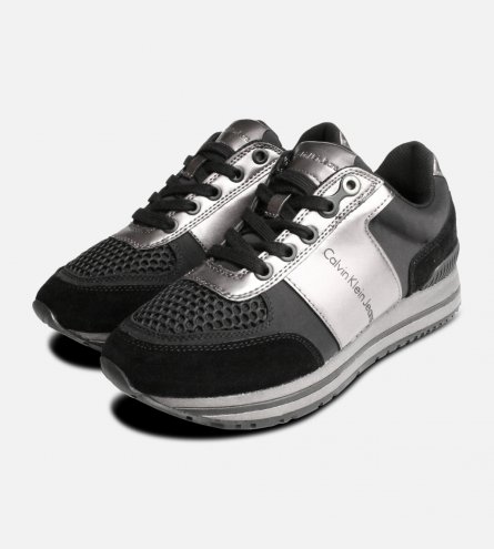 Calvin Klein Tanya Trainers  in Black & Pewter