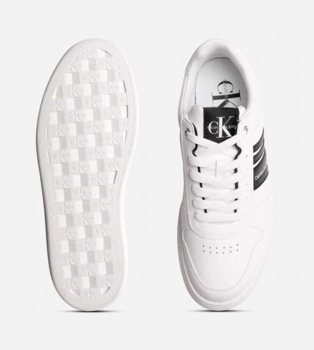 Calvin Klein White Leather Designer Mens Cupsole Sneaker