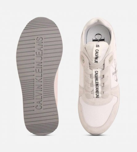 Calvin Klein White Grey Suede Designer Training Shoes