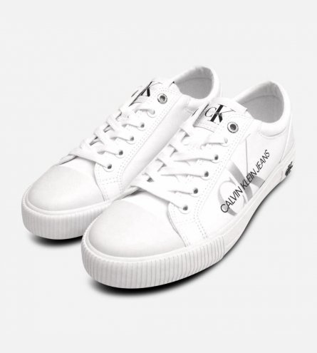 Calvin Klein All White Designer Womens Laceup CK Sneaker