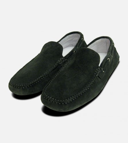 Dark Grey Suede Driving Shoes for Men