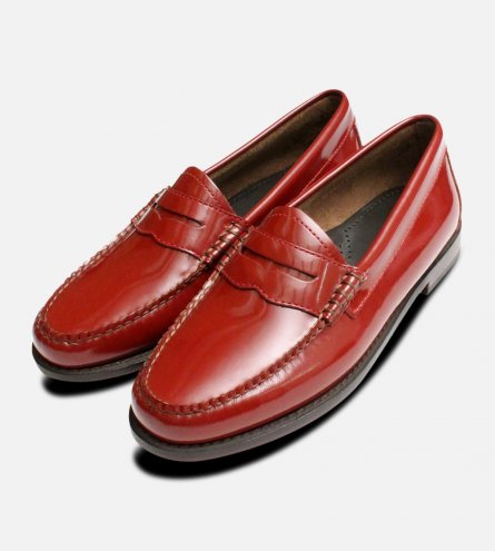 Cardinal Red Patent Bass Loafer Ladies Shoes