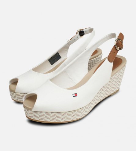 Tommy Hilfiger Womens Elba White Wedge Sandals