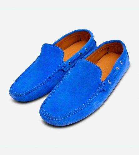 Blue Suede Driving Shoes for Men