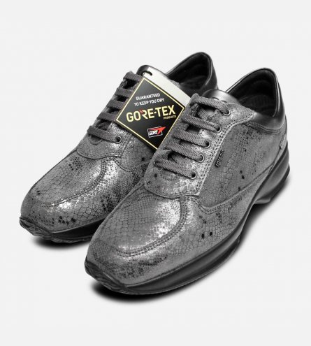 Gore Tex Metallic Grey Snakeskin Womens Igi Sneakers