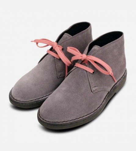 Grey Suede Womens Designer Italian Desert Boots